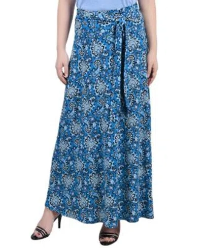 Ny Collection Womens Missy Maxi Skirt With Sash Waist Tie In Blue