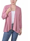 Ny Collection Womens Open Front Solid Cardigan Sweater In Multi