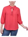 Ny Collection Women's 3/4 Sleeve Ruffle Neck Blouse In Multi