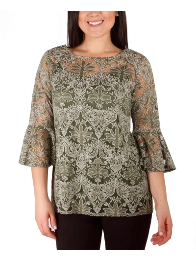 Ny Collection Womens Sheer Layered Blouse In Green