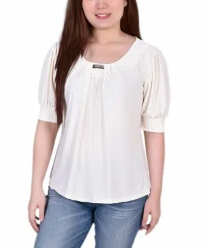 Ny Collection Womens Short Balloon Sleeve Top With Hardware In Electric Blue