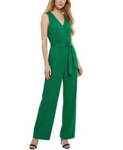 Ny Collection Womens Sleeveless Belted Jumpsuit In Black