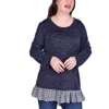 Ny Collection Womens Space Dye Polyester Tunic Top In Blue