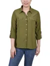 Ny Collection Women's 3/4 Sleeve Windowpane Blouse In Green
