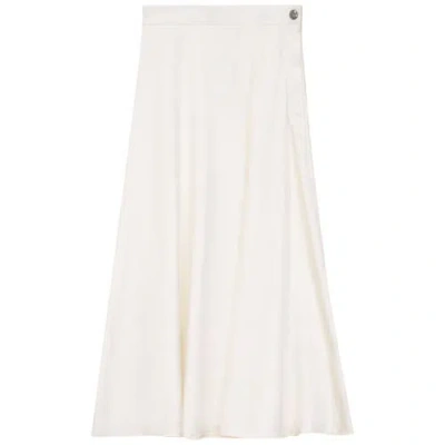 Nyc Factory Accordion Pleated Side Zip Leather Look Midi Skirt In White