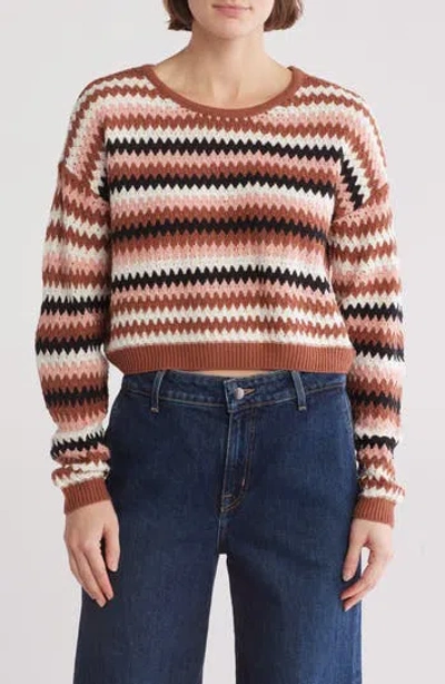 Nyc Knits By The Sweater Dept Stripe Crop Pullover Sweater In Rust Combo