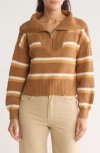 Nyc Knits By The Sweater Dept Stripe Half-zip Pullover In Rust Stripe