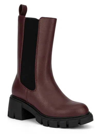 Nyc Rae Chelsea Womens Round Toe Comfy Ankle Boots In Purple