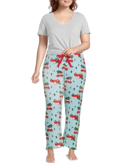 Nyc Underground Plus Womens Comfy Sleepwear Pajama Bottoms In Blue