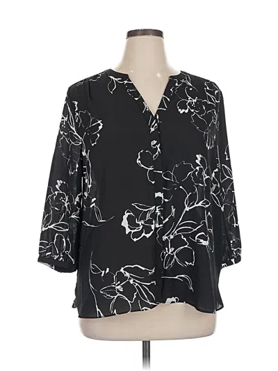 Pre-owned Nydj 3/4 Sleeve Blouse In Black