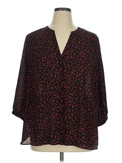 Pre-owned Nydj 3/4 Sleeve Blouse In Black