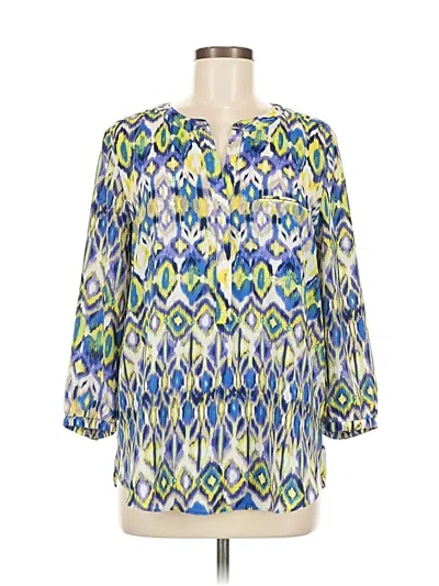 Pre-owned Nydj 3/4 Sleeve Blouse In Blue