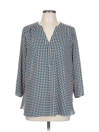 Pre-owned Nydj 3/4 Sleeve Blouse In Blue