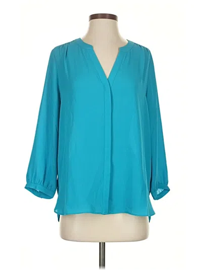 Pre-owned Nydj 3/4 Sleeve Blouse In Blue