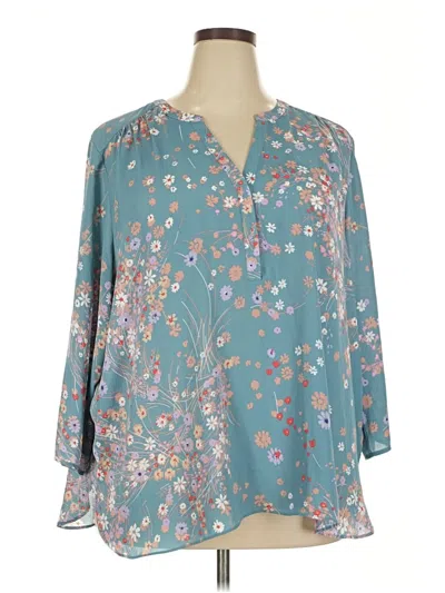 Pre-owned Nydj 3/4 Sleeve Blouse In Blue