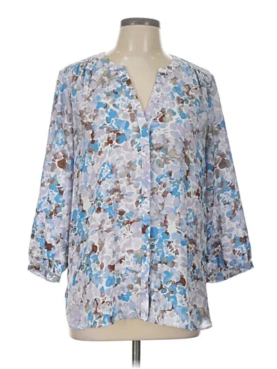 Pre-owned Nydj 3/4 Sleeve Blouse In Blue