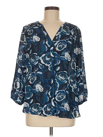 Pre-owned Nydj 3/4 Sleeve Blouse In Blue