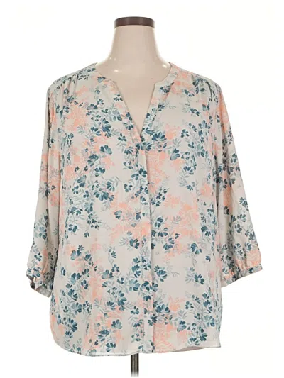 Pre-owned Nydj 3/4 Sleeve Blouse In Blue