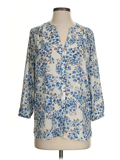 Pre-owned Nydj 3/4 Sleeve Blouse In Blue