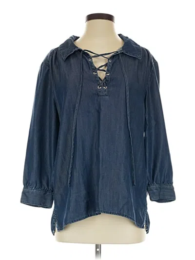 Pre-owned Nydj 3/4 Sleeve Blouse In Blue
