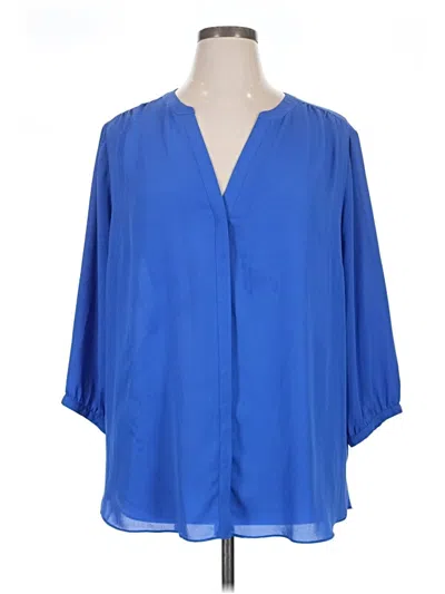 Pre-owned Nydj 3/4 Sleeve Blouse In Blue