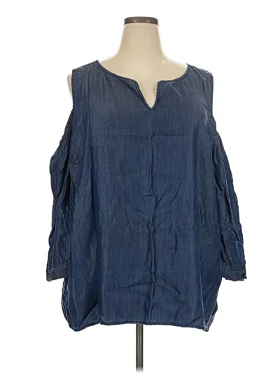 Pre-owned Nydj 3/4 Sleeve Blouse In Blue