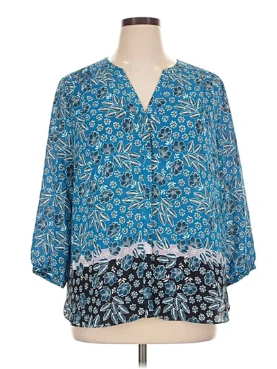 Pre-owned Nydj 3/4 Sleeve Blouse In Blue