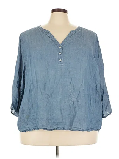 Pre-owned Nydj 3/4 Sleeve Blouse In Blue