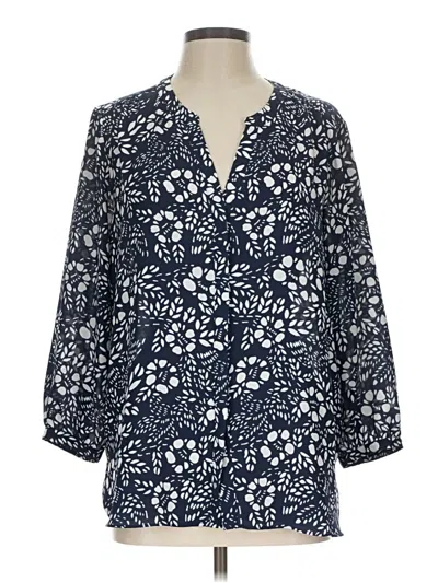 Pre-owned Nydj 3/4 Sleeve Blouse In Blue