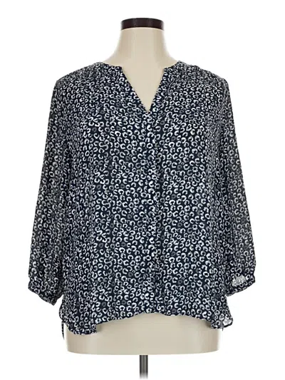 Pre-owned Nydj 3/4 Sleeve Blouse In Blue