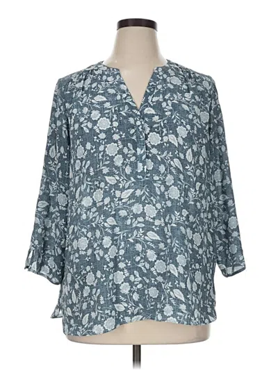 Pre-owned Nydj 3/4 Sleeve Blouse In Blue