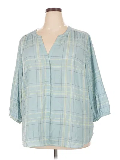 Pre-owned Nydj 3/4 Sleeve Blouse In Blue