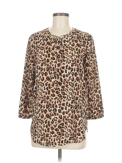 Pre-owned Nydj 3/4 Sleeve Blouse In Brown