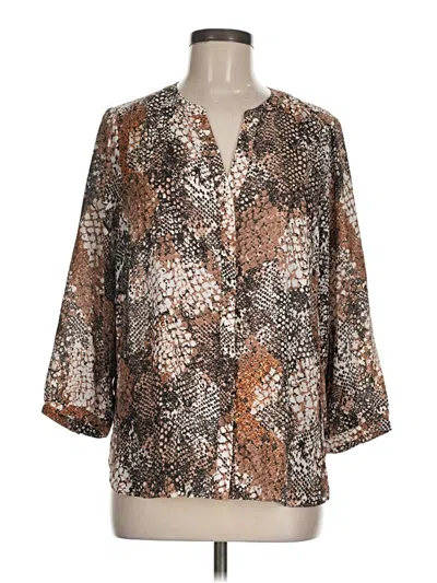 Pre-owned Nydj 3/4 Sleeve Blouse In Brown