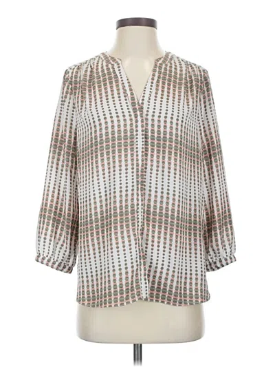 Pre-owned Nydj 3/4 Sleeve Blouse In Brown