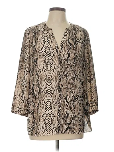 Pre-owned Nydj 3/4 Sleeve Blouse In Brown