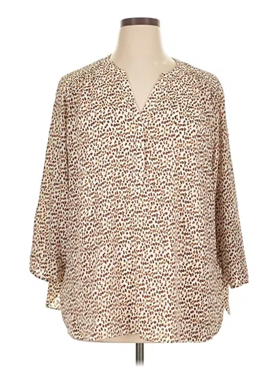 Pre-owned Nydj 3/4 Sleeve Blouse In Brown