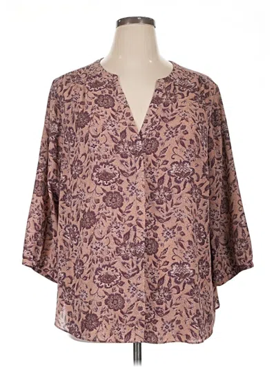 Pre-owned Nydj 3/4 Sleeve Blouse In Brown