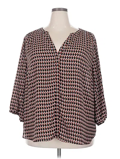 Pre-owned Nydj 3/4 Sleeve Blouse In Brown