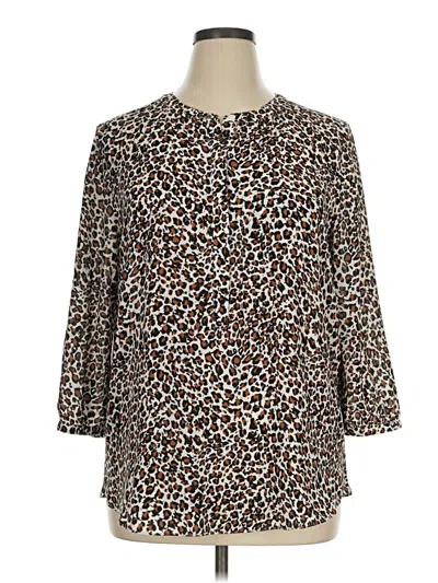 Pre-owned Nydj 3/4 Sleeve Blouse In Brown