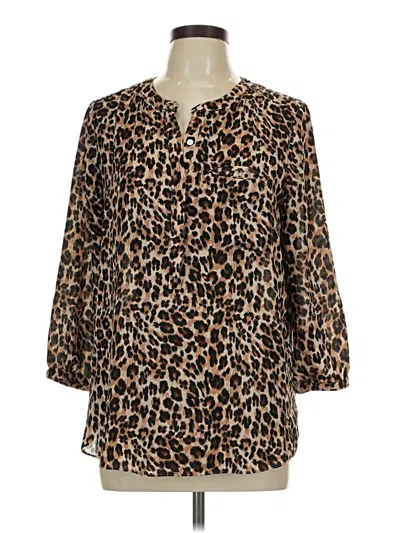 Pre-owned Nydj 3/4 Sleeve Blouse In Brown