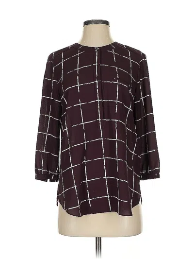 Pre-owned Nydj 3/4 Sleeve Blouse In Burgundy