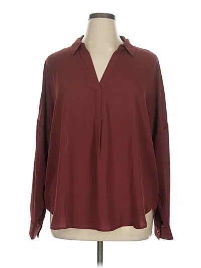 Pre-owned Nydj 3/4 Sleeve Blouse In Burgundy