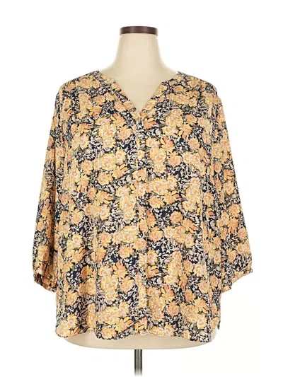 Pre-owned Nydj 3/4 Sleeve Blouse In Gold