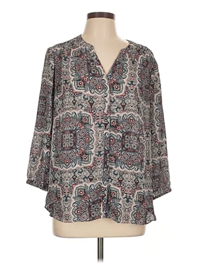 Pre-owned Nydj 3/4 Sleeve Blouse In Gray