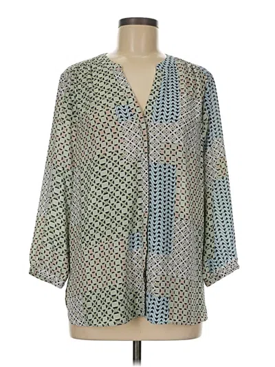 Pre-owned Nydj 3/4 Sleeve Blouse In Green