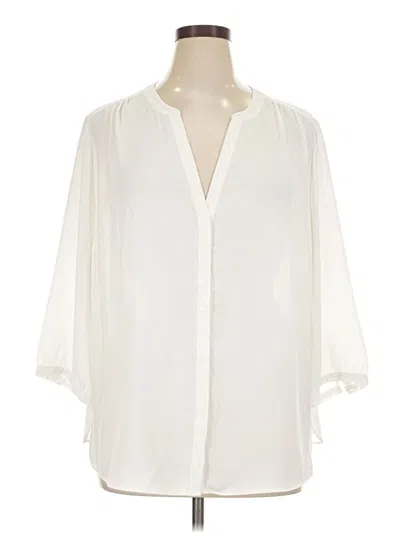 Pre-owned Nydj 3/4 Sleeve Blouse In Ivory