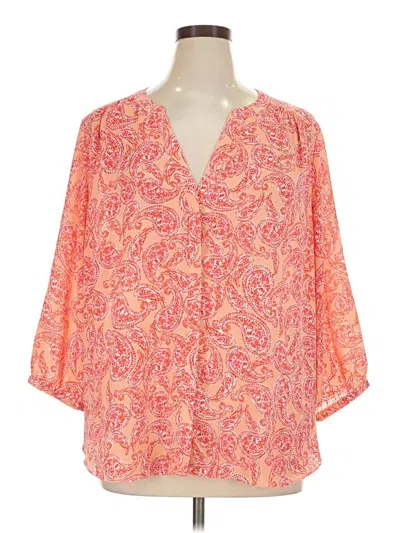 Pre-owned Nydj 3/4 Sleeve Blouse In Orange