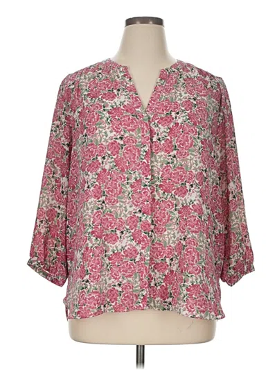 Pre-owned Nydj 3/4 Sleeve Blouse In Pink