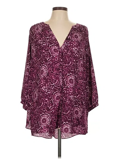 Pre-owned Nydj 3/4 Sleeve Blouse In Purple